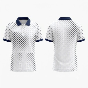เสื้อโปโลชายสีกรมท่าลายจุด แขนสั้น ผ้าฝ้ายอ๊อกซ์ฟอร์ด สไตล์ลำลอง ระบายอากาศได้ดี ลายพิมพ์ - Product Image 2