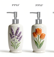 Distributeur de savon en céramique en forme de fleur, accessoires de salle de bain, flacon pompe, design classique, pour comptoir, cuisine, hôtel