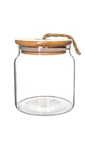 Conteneur alimentaire bohème élégant en verre transparent hermétique et écologique avec couvercle en bois pour l'organisation du garde-manger, indispensable pour les flocons d'avoine et la cuisine - Product Image 5