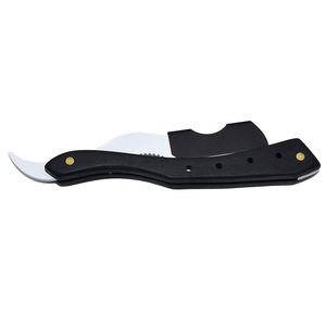 Outils de barbier pour hommes, rasoir et lames, couteau à raser pliant noir antique, support pour rasoir droit en acier inoxydable - Product Image 5