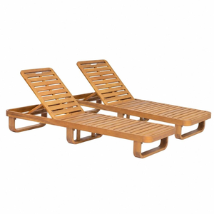 Chaise longue de jardin en teck réglable pour extérieur, idéale pour la piscine et la terrasse - Product Image 2