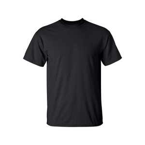 T-shirt à manches courtes pour homme, couleur noire unie, col rond, coupe classique, décontracté, tricoté, tissu jersey 100% coton - Product Image 2