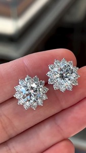 2.00 CTW Lab Grown Diamond Cluster Stud <b>Earrings</b> IGI Certified 18K Gold Luxury Modern Geometric Design for Party Engagement - Product Image 2