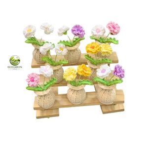 กระถางดอกทานตะวันขนาดใหญ่ Eco Green Vietnam ทำจากไหมพรมถักโครเชต์ ตกแต่งโต๊ะทำงาน ของขวัญสุดหรู ทำด้วยมือ 100% - Product Image 6