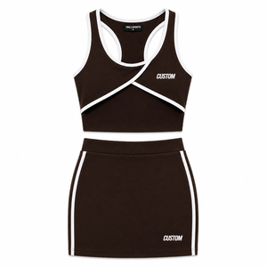 Breathable <b>Knitted</b> Spandex Polyester Spring Summer Wear Custom Logo Crop Top and Skirt <b>Set</b> Ribbed <b>Knit</b> Two Piece Fashion - Product Image 1