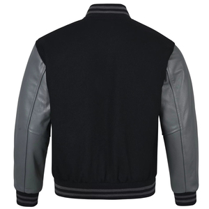 <b>Mens</b> Black Red Varsity <b>Jacket</b> College Letterman Style Stand Hooded 100% Wool Contrast Sleeves Warm Comfortable Athletic Casual - Product Image 2