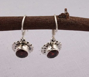 Natural Red Garnet <b>Solid</b> 925 Sterling <b>Silver</b> Handmade Vintage Luxury Drop <b>Earrings</b> for Wedding Anniversary Gift Party - Product Image 6