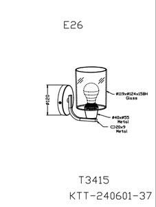 Modern <b>Wall</b> Lamp <b>With</b> Glass Cylindrical Shade E26 Stainless Steel Base 2700K Warm White <b>Light</b> Bathroom Fixture - Product Image 2