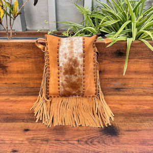 Bolso de cuero de piel de vaca con flecos Bolso de mujer con flecos de piel de vaca occidental - Product Image 2