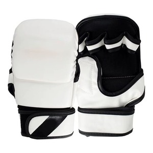 Guantes de MMA Negros Premium, Guantes de Piel Roja para Grappling, Guantes Profesionales de Artes Marciales para Sparring, Entrenamiento de Boxeo con Palma Abierta - Product Image 4