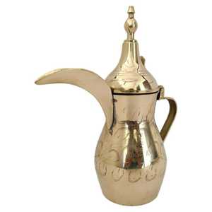 Handcrafted Brass Arabic Coffee Pot Dallah Traditional Antique Gold Middle Eastern Teapot Ornate Etched Beverage Server Gift - Product Image 1