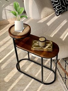 Table d'appoint en bois style farmhouse pour salon, chambre, coin lecture, balcon, terrasse, décoration intérieure - Product Image 4