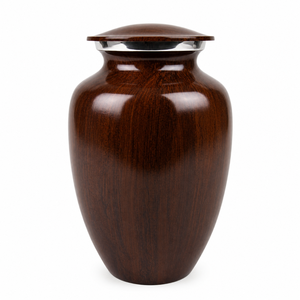 Urne funéraire en laiton marron pour cendres humaines, finition bois, souvenir commémoratif pour adulte, récipient funéraire, couvercle sécurisé, fait main - Product Image 1