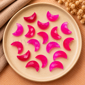 <b>Pink</b> Chalcedony Faceted Crescent Moon 17mm Loose Gemstone for Wholesale Jewelry Making Pendant Crafting Moon Shape Stone Supplie - Product Image 3