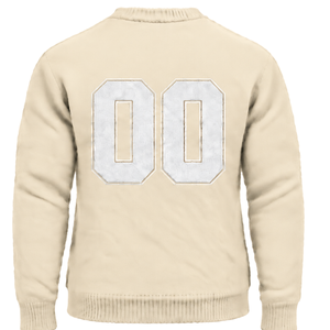 เสื้อสเวตเตอร์คอกลมสีงาช้างสำหรับผู้ชาย แขนยาว เนื้อผ้านุ่ม สวมใส่สบาย เหมาะสำหรับฤดูหนาว ปลายแขนเสื้อแบบริบ พร้อมตัวอักษรนูนที่อกเสื้อ - Product Image 2