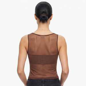 Débardeur sans manches en maille transparente pour femme, col rond, couleur unie, respirant, tricoté, gilet transparent de haute qualité - Product Image 2