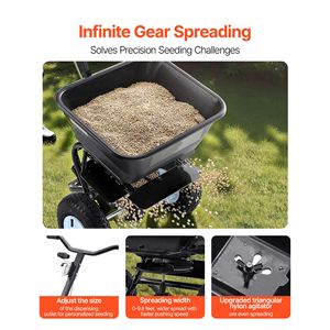 Spargitore di Erba a Spinta da 100 libbre, Larghezza di Spargimento 0,98 piedi, 13 Pneumatici Pneumatici per Tutti i Terreni, Motore Agricolo - Product Image 3