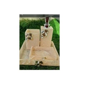 Juego de Baño Redondo Portátil Moderno de Tres Piezas de Resina Acrílica Azul Cielo de Lujo de ILAHI con Diseño Floral Uttar Pradesh - Product Image 2