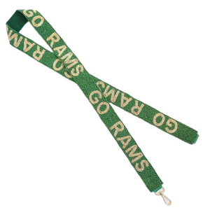 Wholesale trendy luxury design hand made seed beads GO RAMS <b>Shoulder</b> <b>strap</b> belt color golden and green <b>strap</b> belt Durable design - Product Image 1