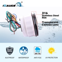 Nuevo IGauge WP804N1B-NB 80mm 12-24V Medidor de Presión de Aceite, Nivel de Combustible, Temperatura del Agua, Voltaje con Alarma, Retroiluminación LED de 7 Colores, Bisel de ABS y Lente Convexa