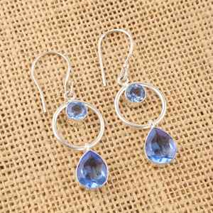 Handmade Tanzanite Charm Earrings Sterling Silver Bezel Setting Cut Gemstone Boho Jewelry <b>Gift</b> for Her Elegant - Product Image 1