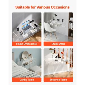 Tavolino Moderno Rettangolare in Acrilico a 2 Livelli, Trasparente, con Ripiano Contenitore, Spesso, per Scrivania, Comodino o Tavolino da Caffè - Product Image 6