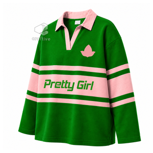 Camiseta de Rugby de la Hermandad Alpha Kapa Alpha para Mujer, con Cuello, Bloques de Color, Polo Universitario de Rugby, Top Deportivo con Letras Griegas Bordadas - Product Image 2