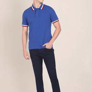 Polo de Manga Corta para Hombre, Color Azul Sólido, Tejido de Punto, Secado Rápido, Estilo Casual, MOQ Bajo - Product Image 1