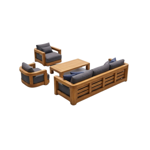 ARTERRA - Juego de Sofás Modernos de Exterior de Primera Calidad, Grupo Seccional de Teca con Cojines y Mesa, 8 Plazas, Muebles de Lujo para Jardín, Sala de Estar y Patio - Product Image 3