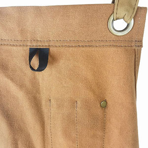 ผ้ากันเปื้อนเชฟผ้าแคนวาสสีน้ำตาลคุณภาพสูงสำหรับผู้ชาย มีกระเป๋าด้านหน้า ขายพร้อมรับสั่งทำผ้ากันเปื้อนครัว - Product Image 6