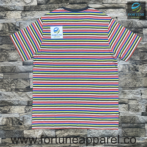 เสื้อยืดคอกลมแขนสั้นผู้ชายผ้าเจอร์ซีย์คอตตอน 100% ระบายอากาศได้ดี ไม่หดตัว เป็นมิตรกับสิ่งแวดล้อม น้ำหนัก 220 กรัม พิมพ์ลายทาง - Product Image 2