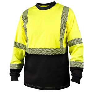 Chemise de travail unisexe à manches longues haute visibilité jaune et noir avec bandes réfléchissantes certifiée CE en polyester – Vêtement de sécurité - Product Image 1