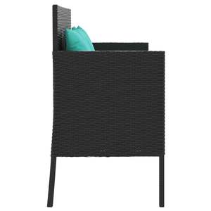 Banc de patio en rotin poly noir avec coussins - Product Image 5