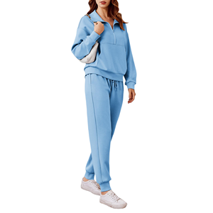 Conjunto de 2 piezas para mujer: Sudadera con media cremallera y pantalones deportivos de cintura alta, conjunto a juego para ropa deportiva. - Product Image 4