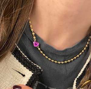 จี้รูปหัวใจพลอยแซฟไฟร์สีชมพูสั่งทำพิเศษ สร้อยคอทองคำแท้ 14K 18K 2 กะรัต พร้อมสร้อยลูกปัด ราคาขายส่ง B2B จากโรงงานผู้ผลิต - Product Image 4