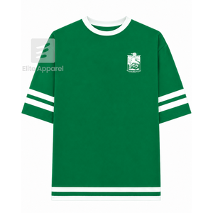 Chemise de sororité Iota Phi Lambda personnalisée, logo brodé sur le devant, couleur verte et blanche, manches courtes, pour vêtements grecs féminins - Product Image 1