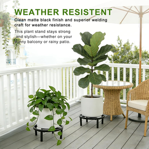 Support de plantes en métal noir pour intérieur et extérieur, support de pot de fleurs surélevé, support de présentation décoratif pour jardin - Product Image 5