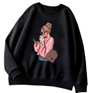 Nouveaux pulls en coton personnalisés avec logo en gros, pulls d'hiver pour femmes, col rond ample et manches longues, couleur unie - Product Image 5