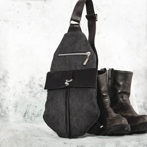 Bolso Bandolera de Lona y Cuero Vintage, Retro, Impermeable, con Cierre, Multifuncional, para Viaje, LCSB-0032 - Product Image 4