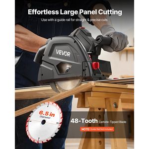 Sega circolare a immersione da 6-1/2 pollici con binario, kit con lama a 48 denti con punta in carburo e regolazione angolare da 0-45 gradi - Product Image 2