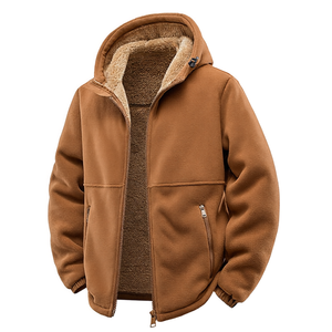 Men's Winter Solid Oversized Hooded <b>Fleece</b> <b>Jacket</b>-<b>Thick</b> Zipper Plus Size Outdoor Hiking Gear - Product Image 3