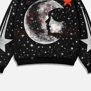 Sweat à capuche confortable imprimé sérigraphié style streetwear printemps/été avec design en strass brillants et illustrations personnalisées - Product Image 3