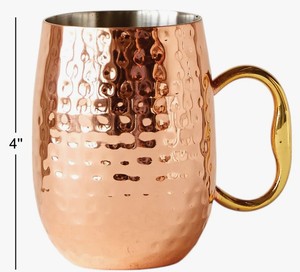 Mug en cuivre de luxe Welyo avec poignée, design martelé, grande capacité, vaisselle de bar vintage - Product Image 5