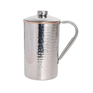 Jarra de Cobre Puro con Decoración Plateada Hecha a Mano, Jarra de Cobre Grande para Beber Agua y Fines Decorativos - Product Image 3