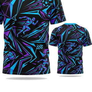 Men's Front Full Sublimation Print Short Sleeve Regular <b>Fit</b> Knitted T-Shirt Soft Polyester Custom Artwork Breathable - Product Image 4