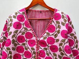 Block Printed Cotton Quilted Reversible Eco-Friendly Bomber <b>Jacket</b> Handmade Boho Coat - Product Image 2