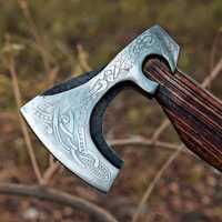 Hache à main industrielle portable de qualité supérieure, design Viking, en acier à haute teneur en carbone, manche en bois noir, pour la randonnée et le camping