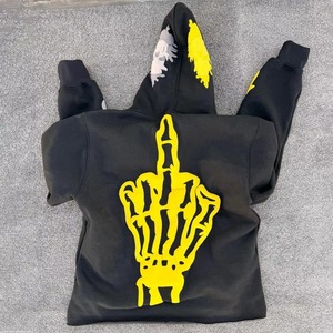Sweat à capuche personnalisé pour homme, effet délavé à l'acide, avec logo personnalisé, épaules tombantes, coupe oversize, impression 3D en relief - Product Image 2