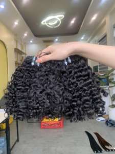 Cheveux humains vietnamiens 100% vierges Remy, trame unique, grosses boucles, couleur naturelle, fermeture et frontal, marque VNHL - Product Image 4