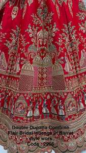 Lehenga Choli Rojo con Bordado Intenso y Dupatta de Tela de Red, Traje de Boda Indio de Lujo para Mujer - Product Image 5